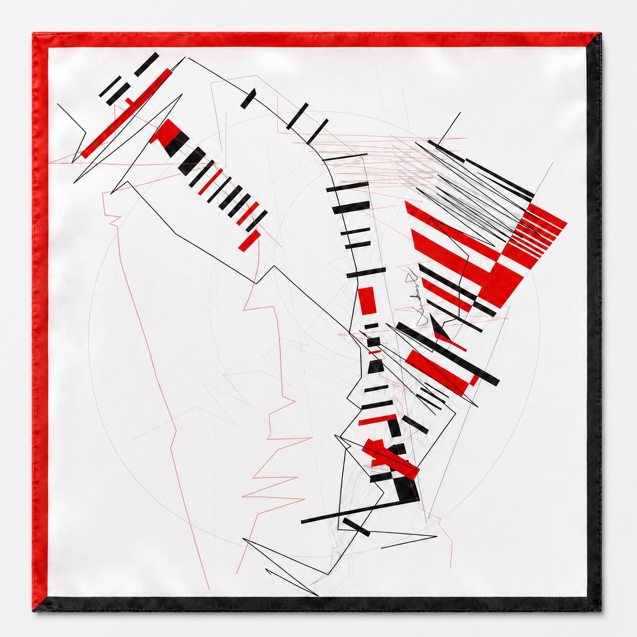 Unfold New York, White, silk scarf laid flat