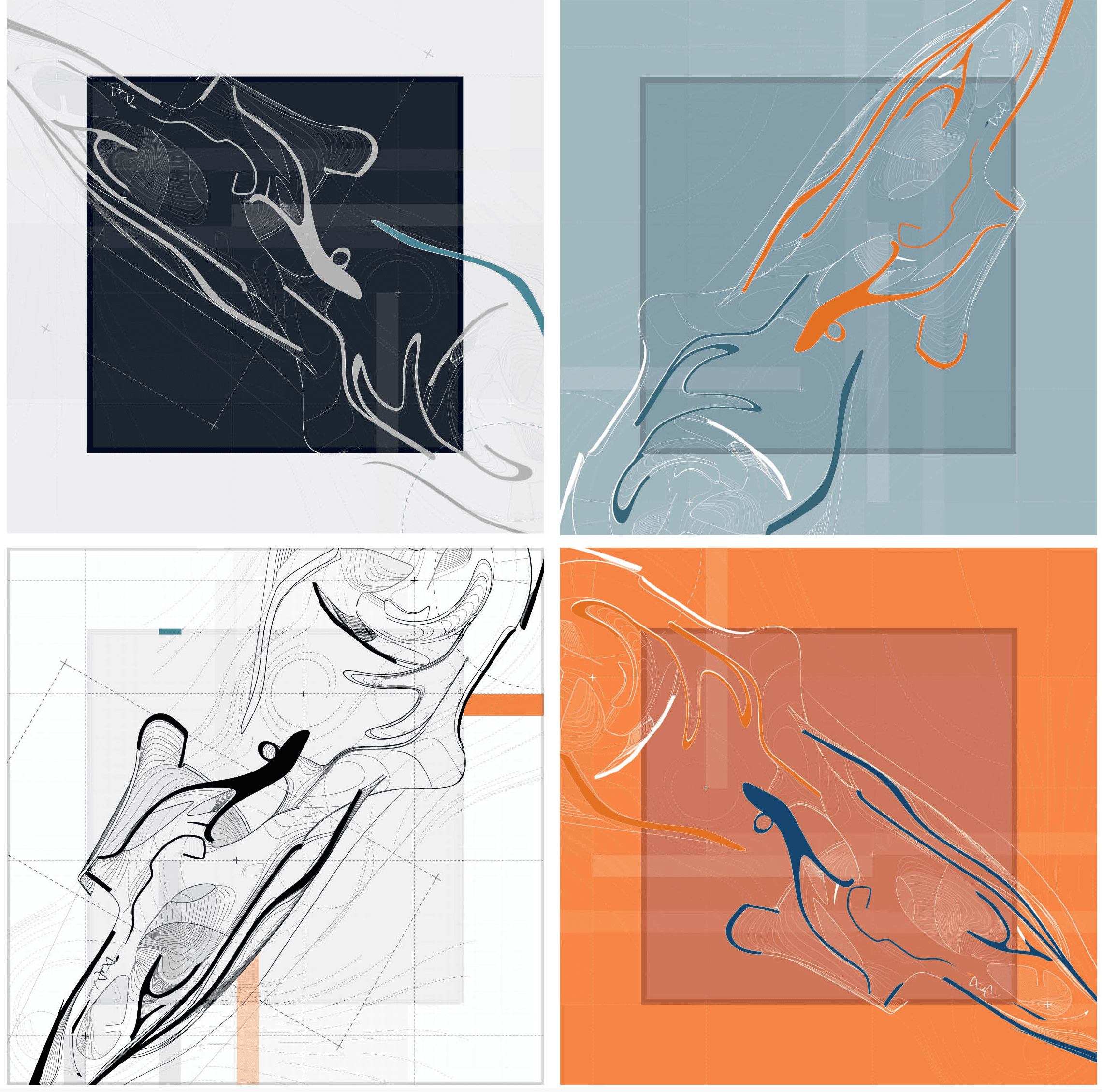 Urban Filter series, 2023 — four states of one street, shown together